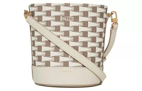 BALLY Сумка-ведро из термополиуретана, женская, серо-белая, через плечо