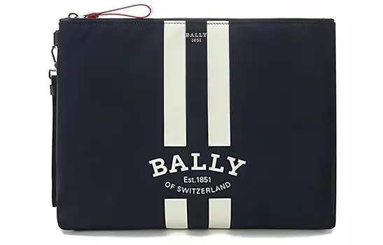 BALLY Тканевый клатч-держатель для карт, монет, обычный, мужской, темно-синий