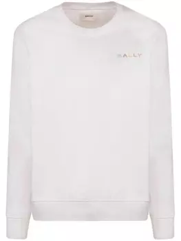 Bally толстовка из органического хлопка с вышитым логотипом, белый