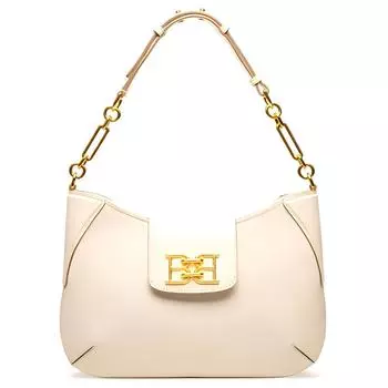 BALLY Женская кожаная сумка через плечо бежевого цвета