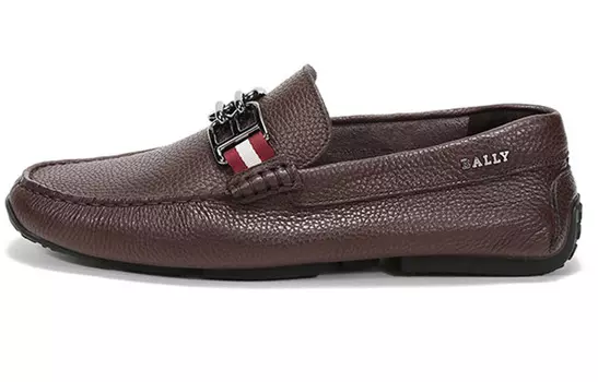 Мокасины женские BALLY с пряжкой, коричневый