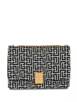 Balmain 1945 monogram jacquard shoulder bag, черный