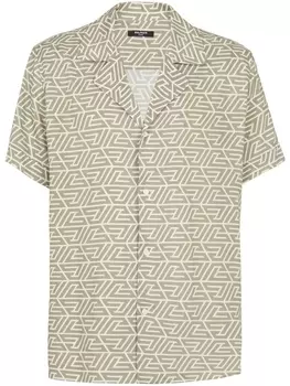 Balmain all-over geometric-print shirt, зеленый