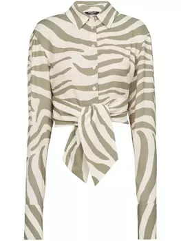 Balmain animal-print tie-waist shirt, нейтральный цвет