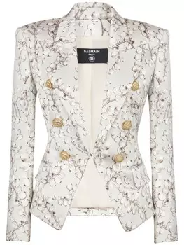 Balmain атласный блейзер с принтом, нейтральный цвет