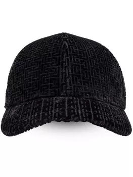 Balmain бархатная шапочка с тисненым логотипом и жаккардом, черный