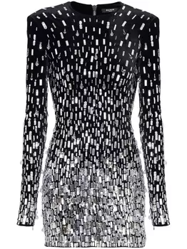 Balmain бархатное платье с пайетками, черный