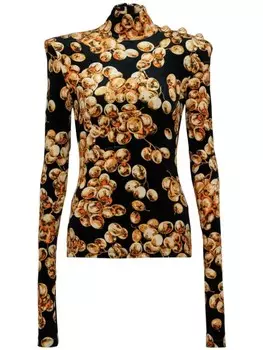 Balmain бархатный топ с принтом, черный