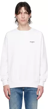 Balmain Белый свитшот с флоковым принтом