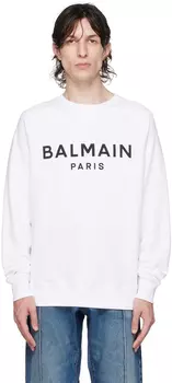 Balmain Белый свитшот с принтом