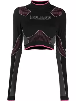 Balmain бесшовный укороченный топ, черный