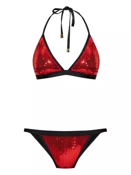 Balmain бикини с пайетками, красный