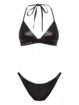 Balmain бикини с вышитым логотипом, черный