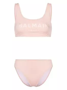 Balmain бикини с вышитым логотипом, розовый