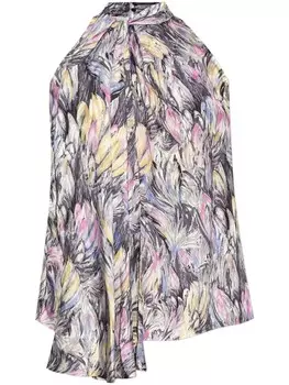 Balmain блузка с завязками и абстрактным принтом, серый