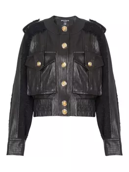 Balmain бомбер с твидовой вставкой, черный