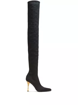 Balmain ботфорты Moneta с монограммой, черный