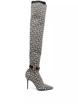 Balmain ботфорты с монограммой, нейтральный цвет