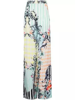 Balmain брюки палаццо с принтом Baroque, синий