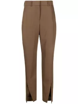 Balmain брюки строгого кроя с разрезами, коричневый