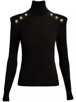 Balmain button-embellished roll-neck jumper, черный