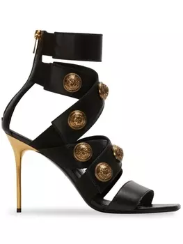 Balmain button-embellished stiletto sandals, черный