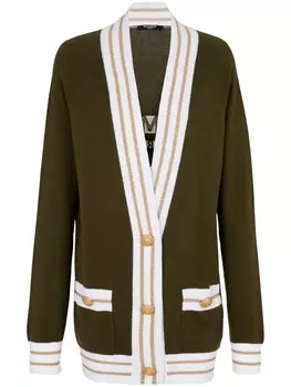 Balmain button-front knitted cardigan, коричневый