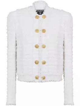 Balmain buttoned tweed jacket, белый