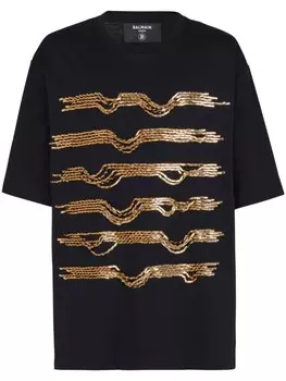 Balmain chain-trim T-shirt, черный