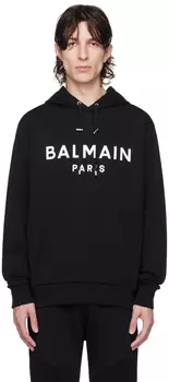 Balmain Черный худи с принтом