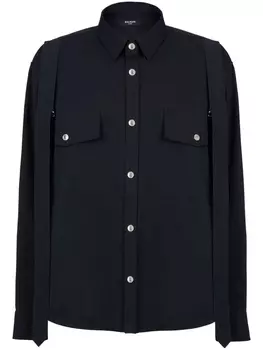 Balmain chest flap-pocket detail shirt, черный
