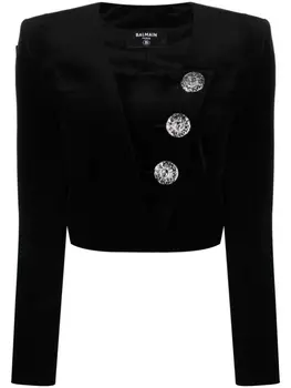 Balmain cropped velvet jacket, черный
