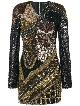 Balmain декорированное платье 'Wolf', черный