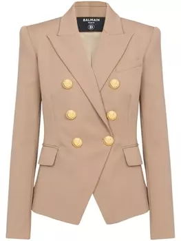 Balmain double-breasted wool blazer, нейтральный цвет