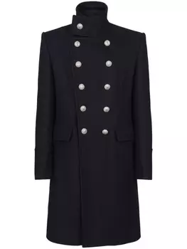 Balmain double-breasted wool coats, черный