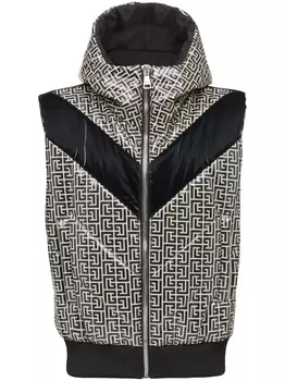 Balmain дутый жилет с монограммой, черный