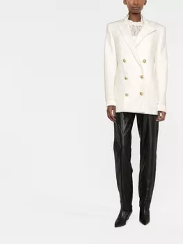Balmain двубортное пальто, нейтральный цвет