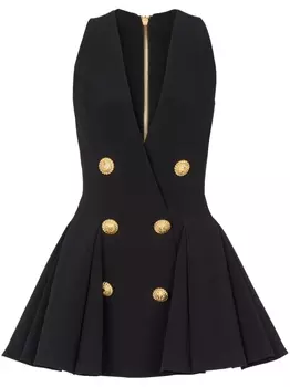 Balmain двубортное платье мини, черный