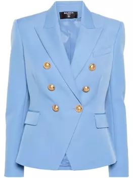 Balmain двубортный блейзер Lion Signature, синий