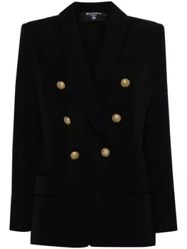 Balmain двубортный пиджак из вирджинской шерсти, черный