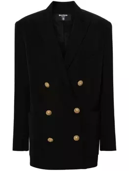 Balmain двубортный пиджак из вирджинской шерсти, черный