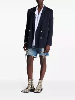 Balmain двубортный пиджак с монограммой, синий