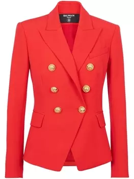 Balmain двубортный шерстяной блейзер, красный