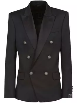 Balmain двубортный шерстяной пиджак, черный
