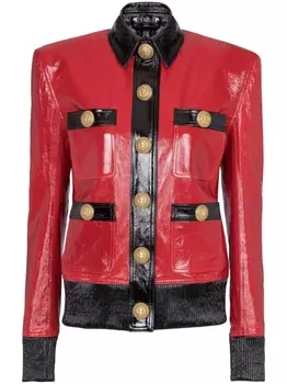 Balmain двухцветная лакированная куртка, красный