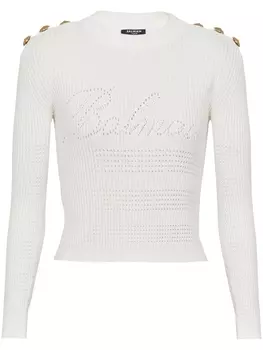 Balmain джемпер 6-Button в рубчик, белый