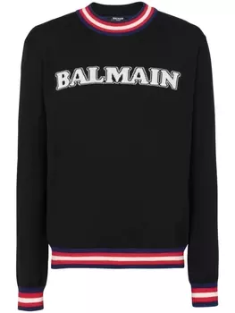 Balmain джемпер из шерсти мериноса с жаккардовым логотипом, черный