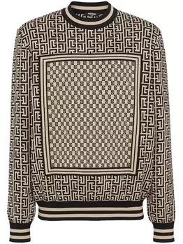 Balmain джемпер с монограммой, коричневый