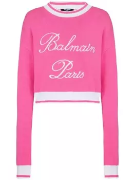 Balmain джемпер с вышитым фирменным логотипом, розовый