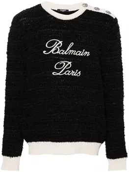 Balmain джемпер с вышитым логотипом, черный